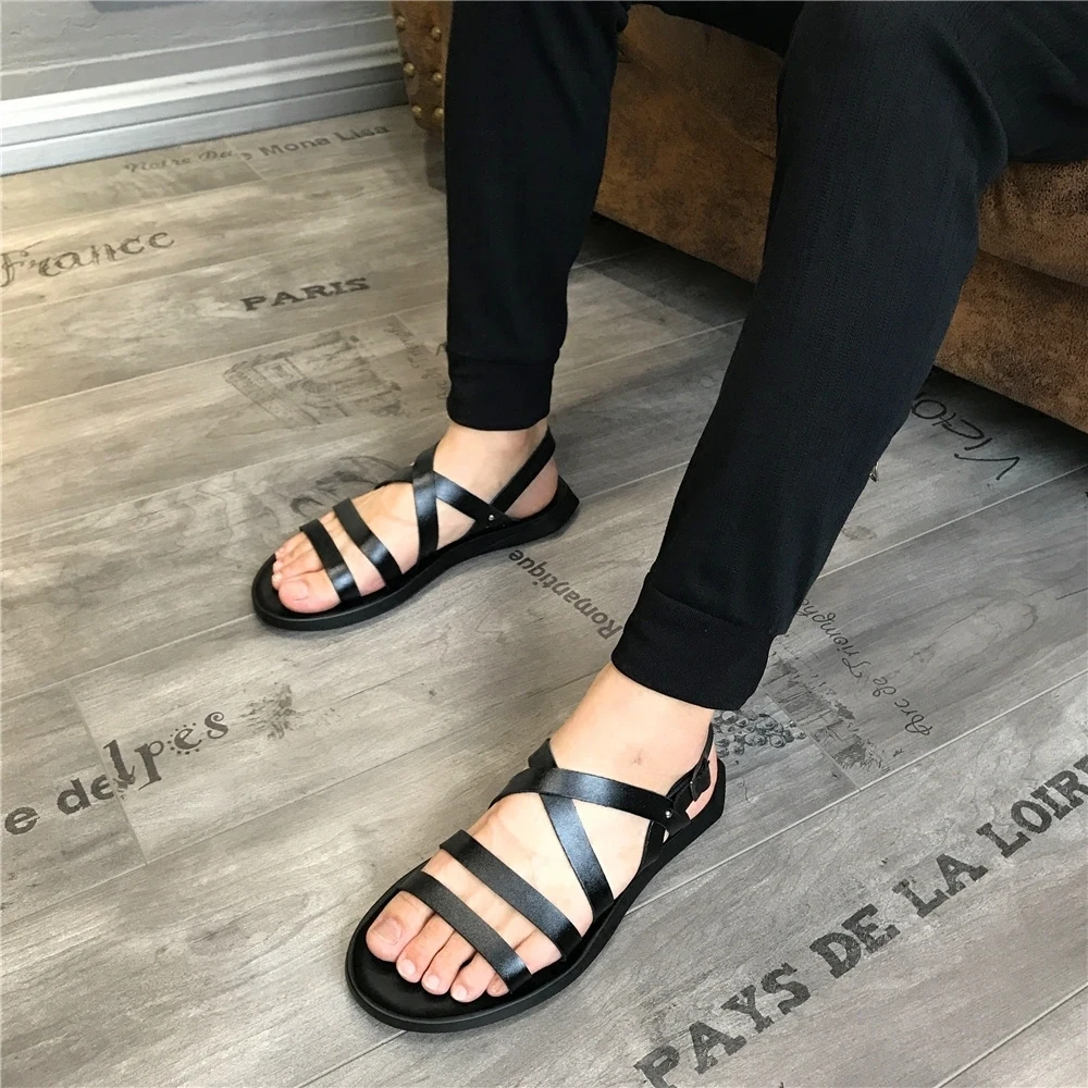 Praia Quente Sapatos De Verão Venda Homens Sandálias Preço Plana Gladiadores Dos Lazer Calcanhar Couro Barato Macio XZvzqwvP