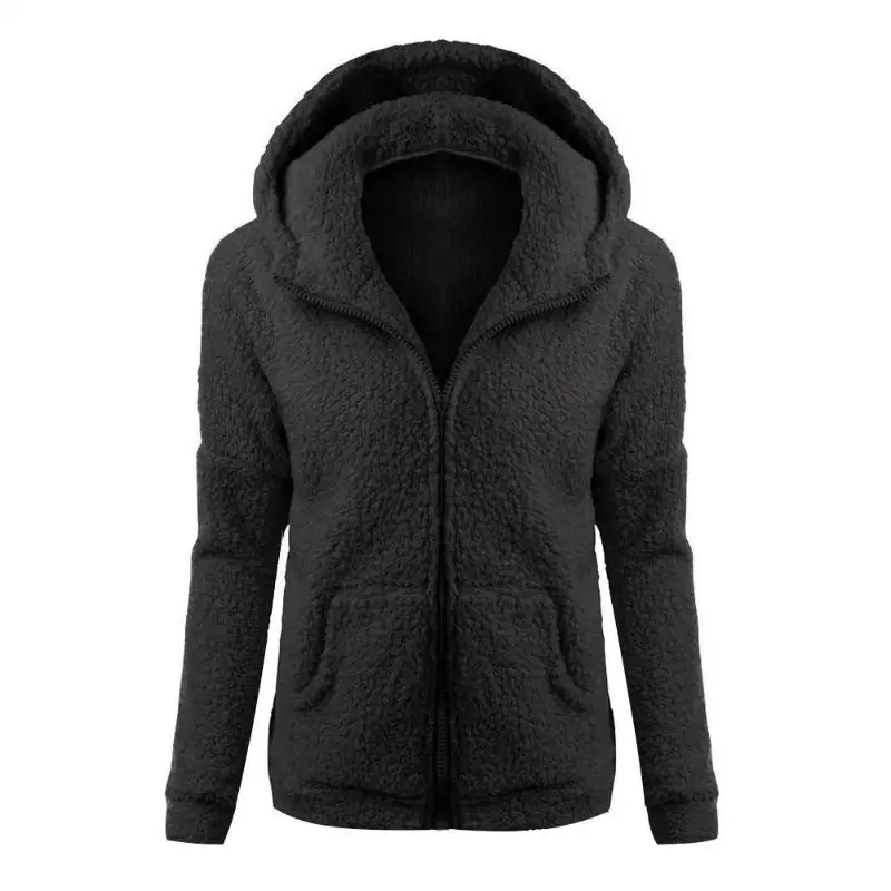 

Women Thickened Fleece Winter Warm Jacket Hooded Zipper Jumper Overcoat