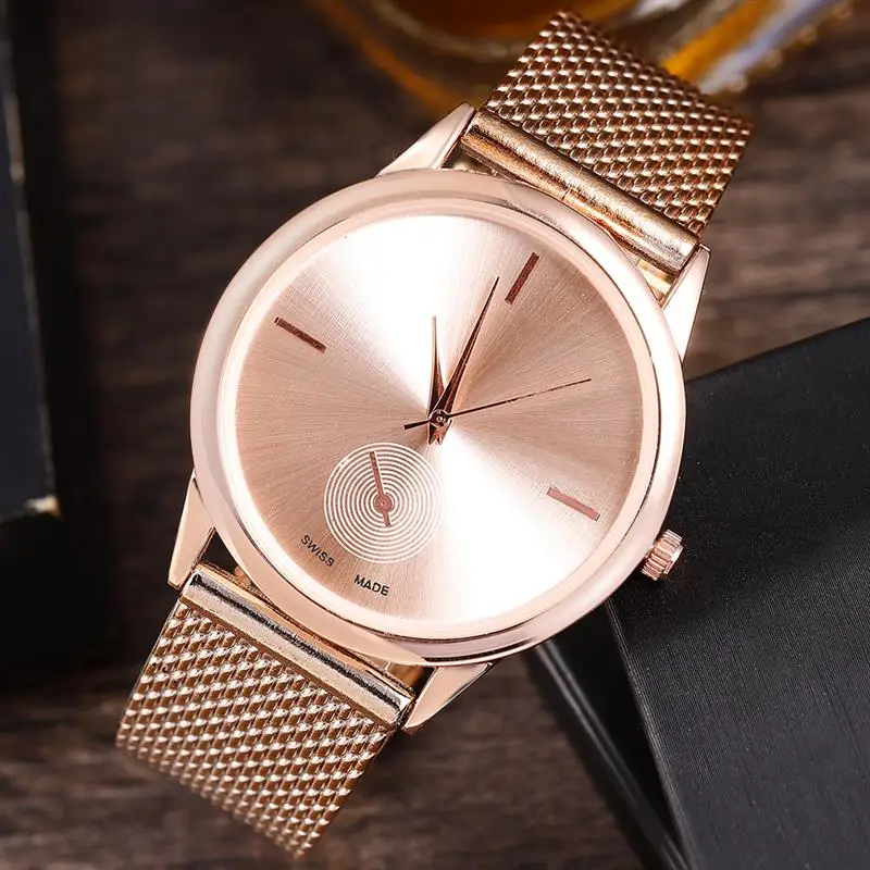 

Relogio Feminino Women Luxury Watch Rose Gold Metal Mesh Band Stainless Steel Analog Quartz Wristwatch Minimalist Female Watches