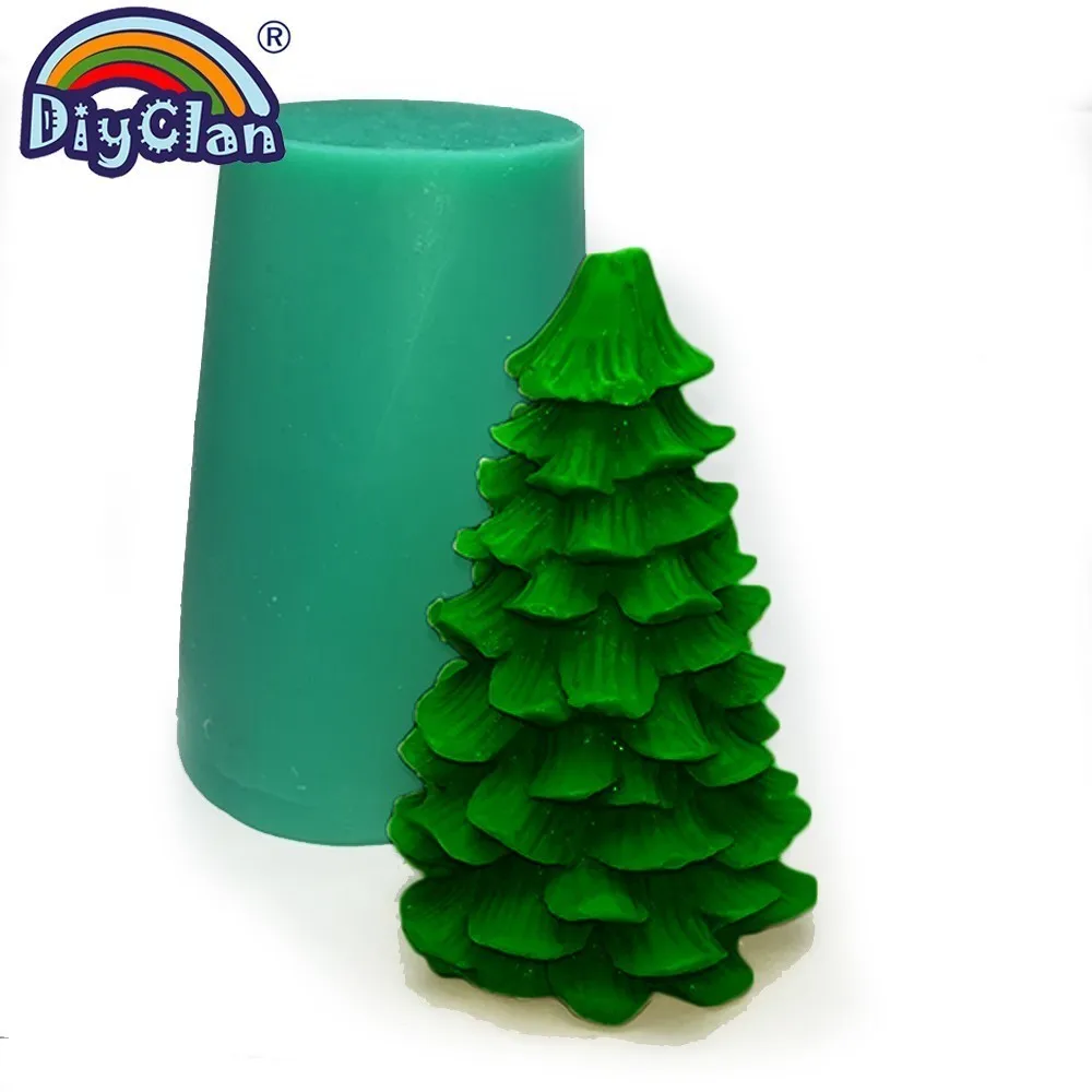 

DIY Christmas Tree Silicone Candle Mold Tree Shape Soap And Clay Decoration Form Big Fondant Cake Decoration Tools S0544SM