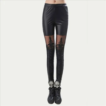 

Women Pants Floral High Waist Pants Stretchy Faux Leather Trousers Skinny Women Leggings Womens Leggings Fitness Pencil Trousers