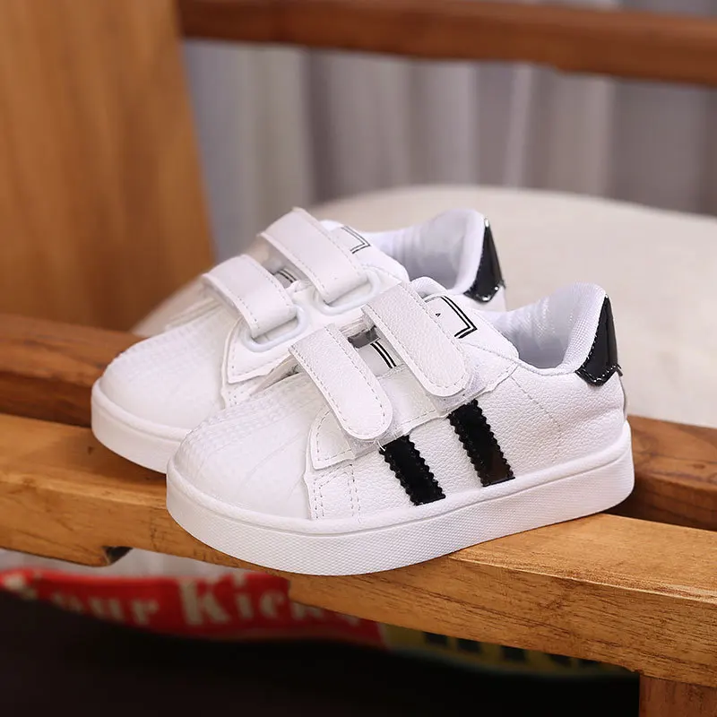 

2019 Spring New Baby Shoes Children's Casual Sports Shoes Kids Sneakers All-match Stripe Small White Shoes