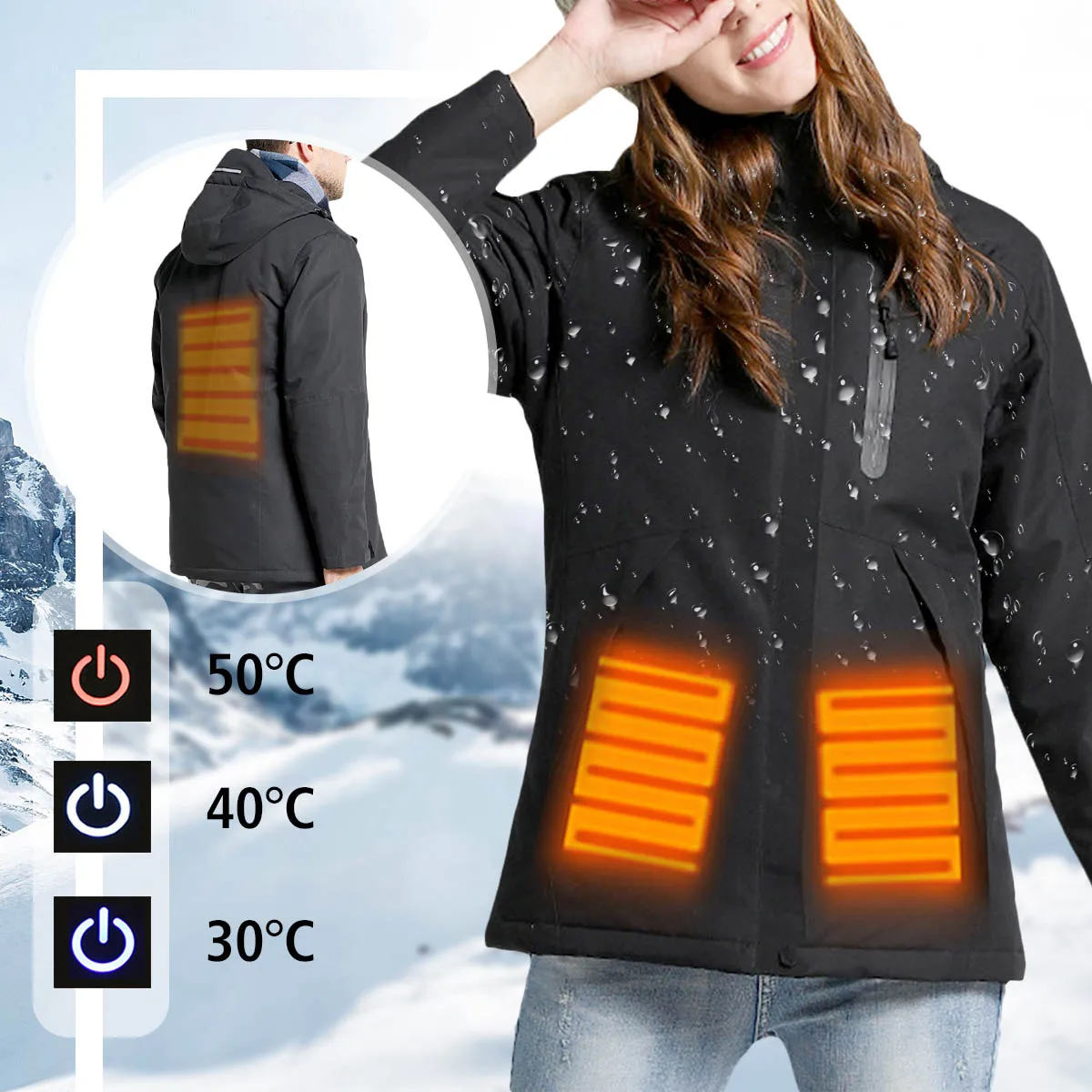 

Man Woman Electronic Intelligent Heating USB Hooded Heated Work Jacket Coats Safety Clothing Temperature Control