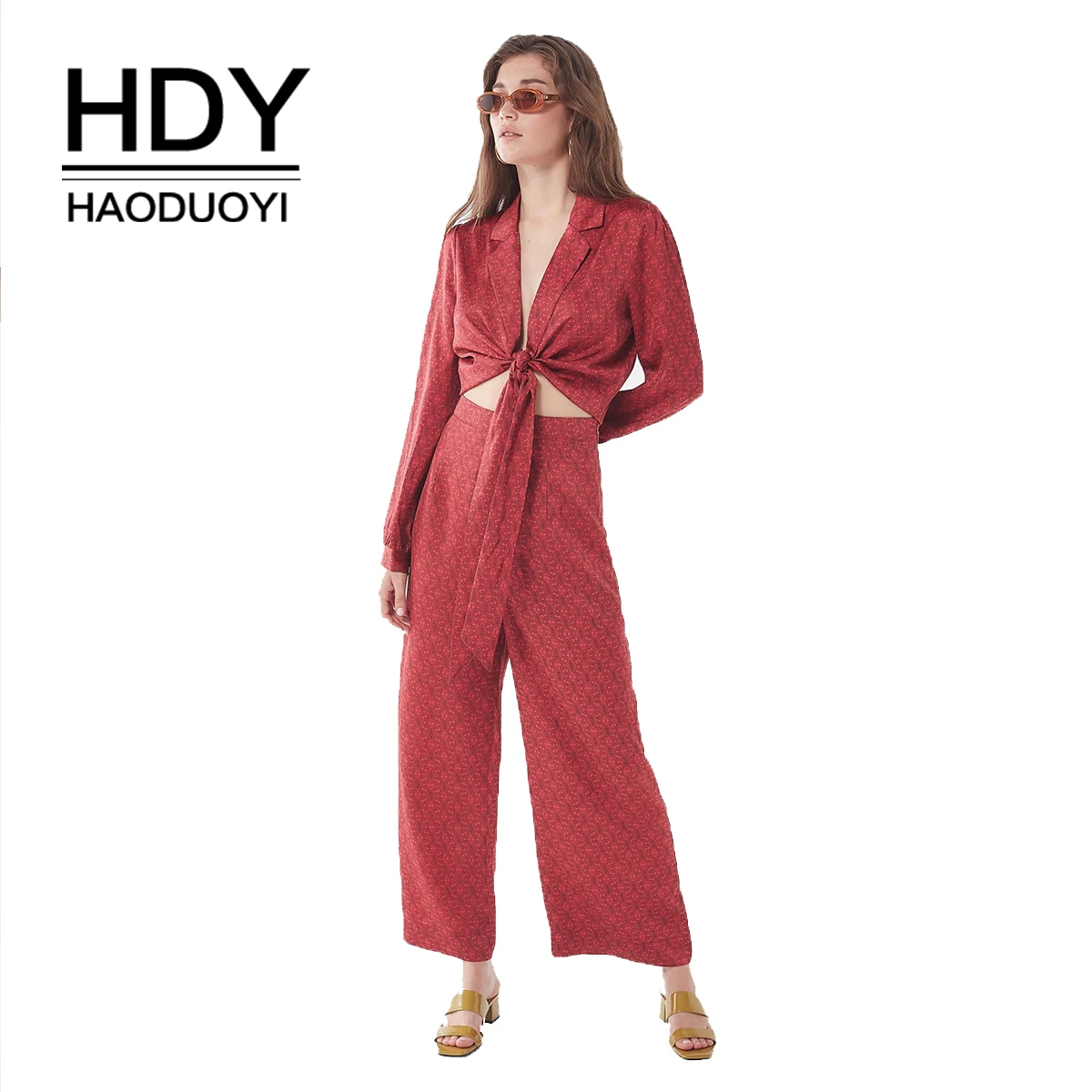 Женские Сатиновые широкие брюки HDY Haoduoyi модные красивые повседневные для
