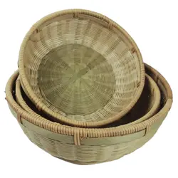 Botique-бамбуковая доска ручной-плетеная корзина для хранения продукты круглый ящик для хранения Фруктовая тарелка Настольный ящик для