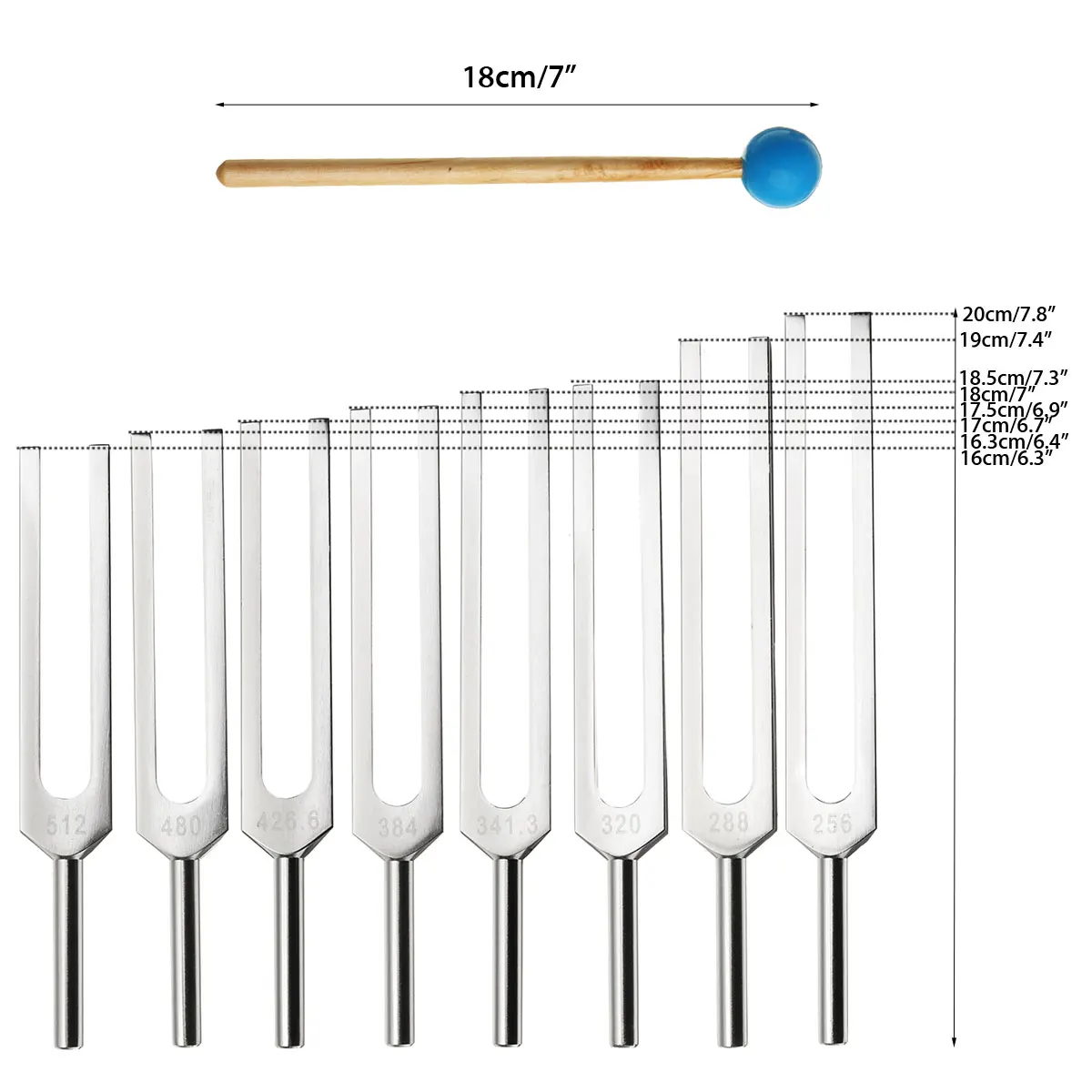 Zeast 8 шт., алюминиевая медицинская тюнинговая вилка, чакра, молоток, шар, Диагностический молоток, тюнинговая вилка, набор для тестирования системы нервов, тюнинговая вилка
