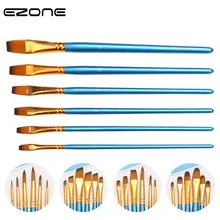 EZONE 6 шт./компл. нейлоновая кисть для рисования разные размеры набор голубой деревянный держатель для рисования Инструменты для рисования акварель гуашь кисти для рисования