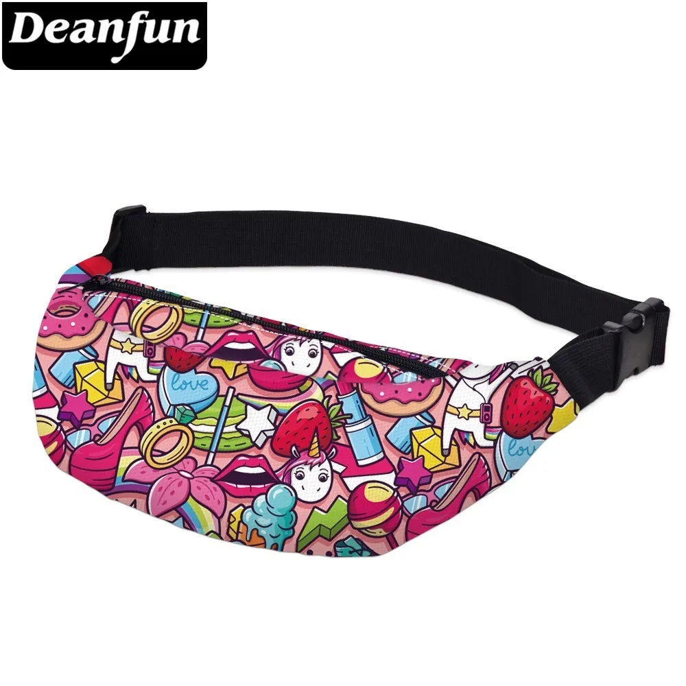Deanfun الطباعة القلب فاني حزم للرجال للماء الأحمر الخصر حزمة رجل حقيبة كتف أحمر الشفاه الحب هدية YB-58