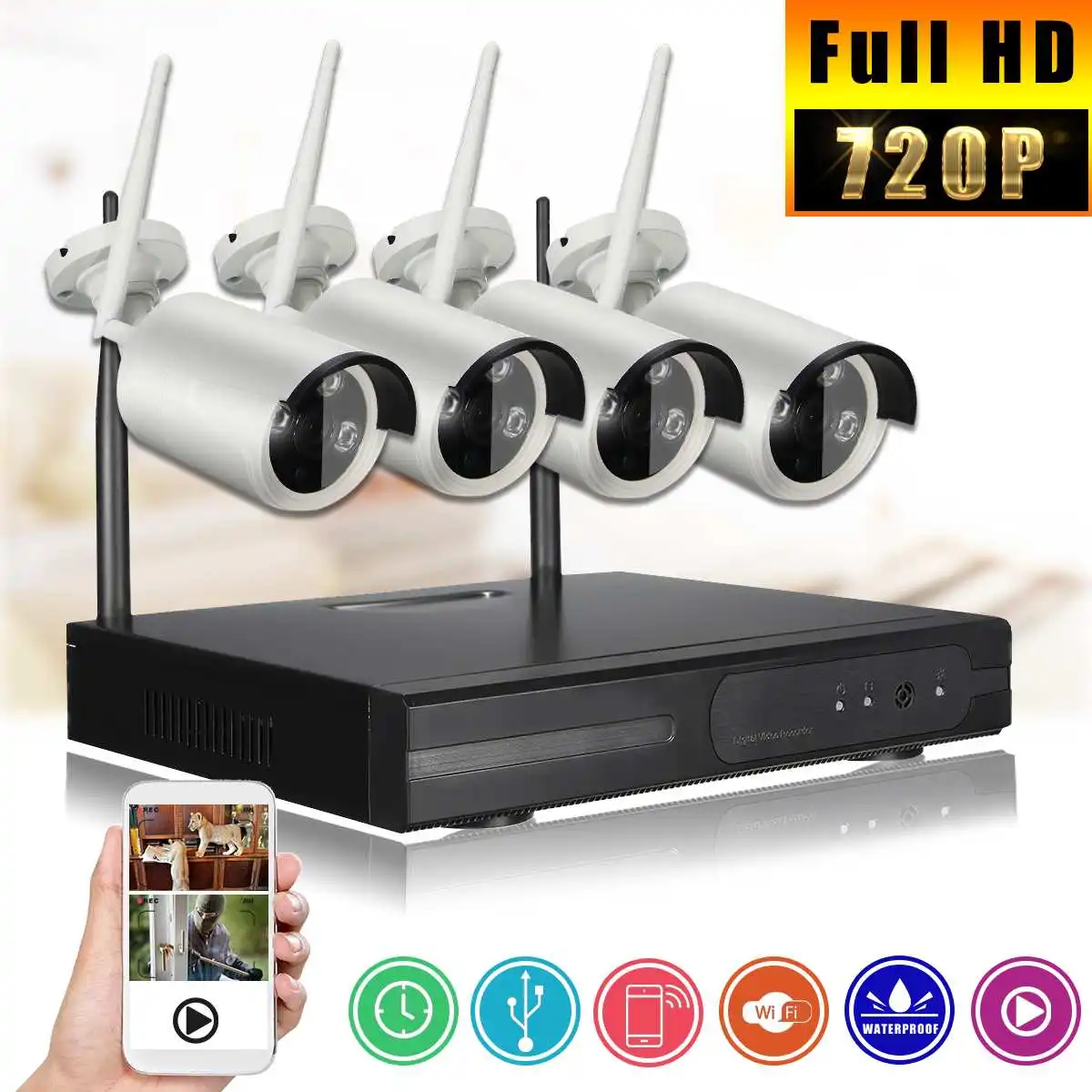 

720P P2P WIFI CCTV HD Wireless High-Definition Surveillance Camera Recorder Outdoor Camera Security Night Vision CCTV Camera