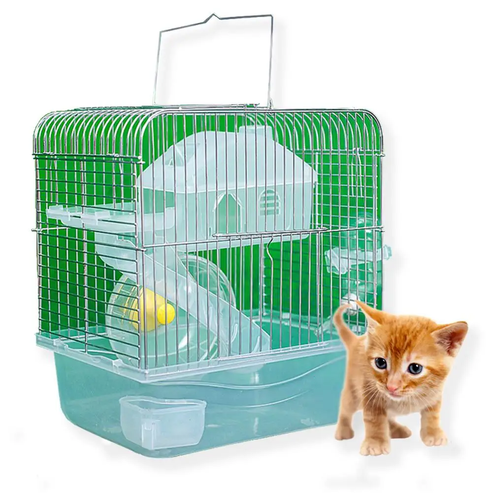 

LanLan Stainless Steel Pet Cage Transparent Crystal Color Hamster Cottage Double Layer House for Hamster Golden Hamster Pet
