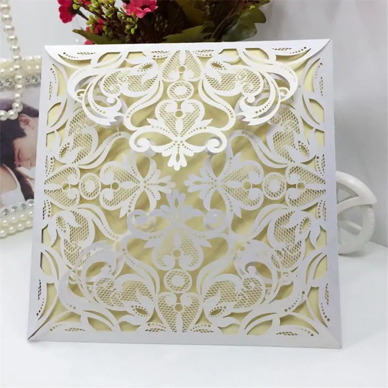  10pcs Hollow Out Wedding Invitation Cards Wedding Birthday Shower Party Paper Cards Greeting Card - 32970021303