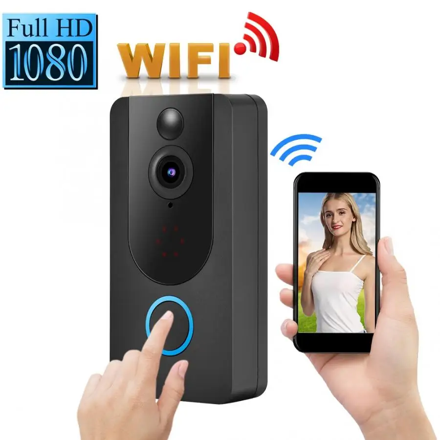 

1080P HD Wireless WiFi Smart Video Doorbell Voice Intercom IR Night Vision Camera Phone APP Remote Control Wide-angle lens