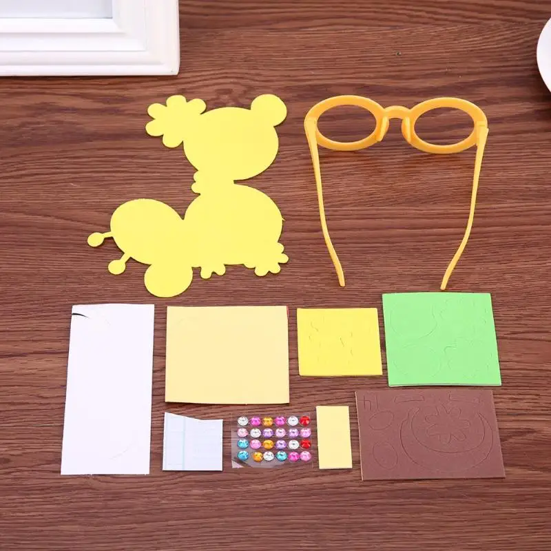 Новый DIY ремесло EVA мультфильм Животные руководство очки палка дрель Рамка
