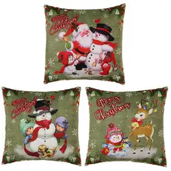 2018 Новые Рождеством Праздничная Подушка Санта Клаус печати крашения кровать домашний Декор Наволочка Спальня подушки