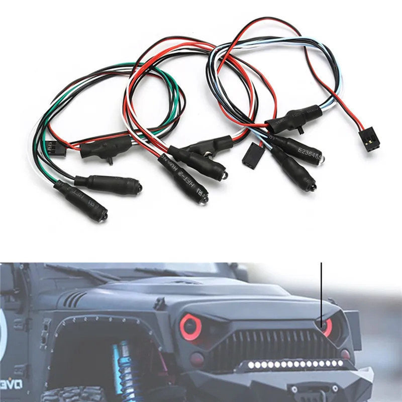 

Red Green Plastic RC Rock LED Lights Headlight For 1:10 4WD Rock Crawler Axial SCX10 RC Car Body Shell LED Lamp Toy Parts