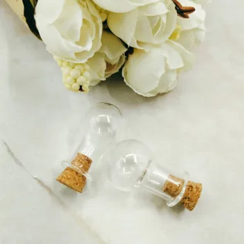 

300pcs/lot Bulb Shape Mini Glass Bottles Jars container with Cork Wish Note Craft wishing Bottle necklace glass vial pendant