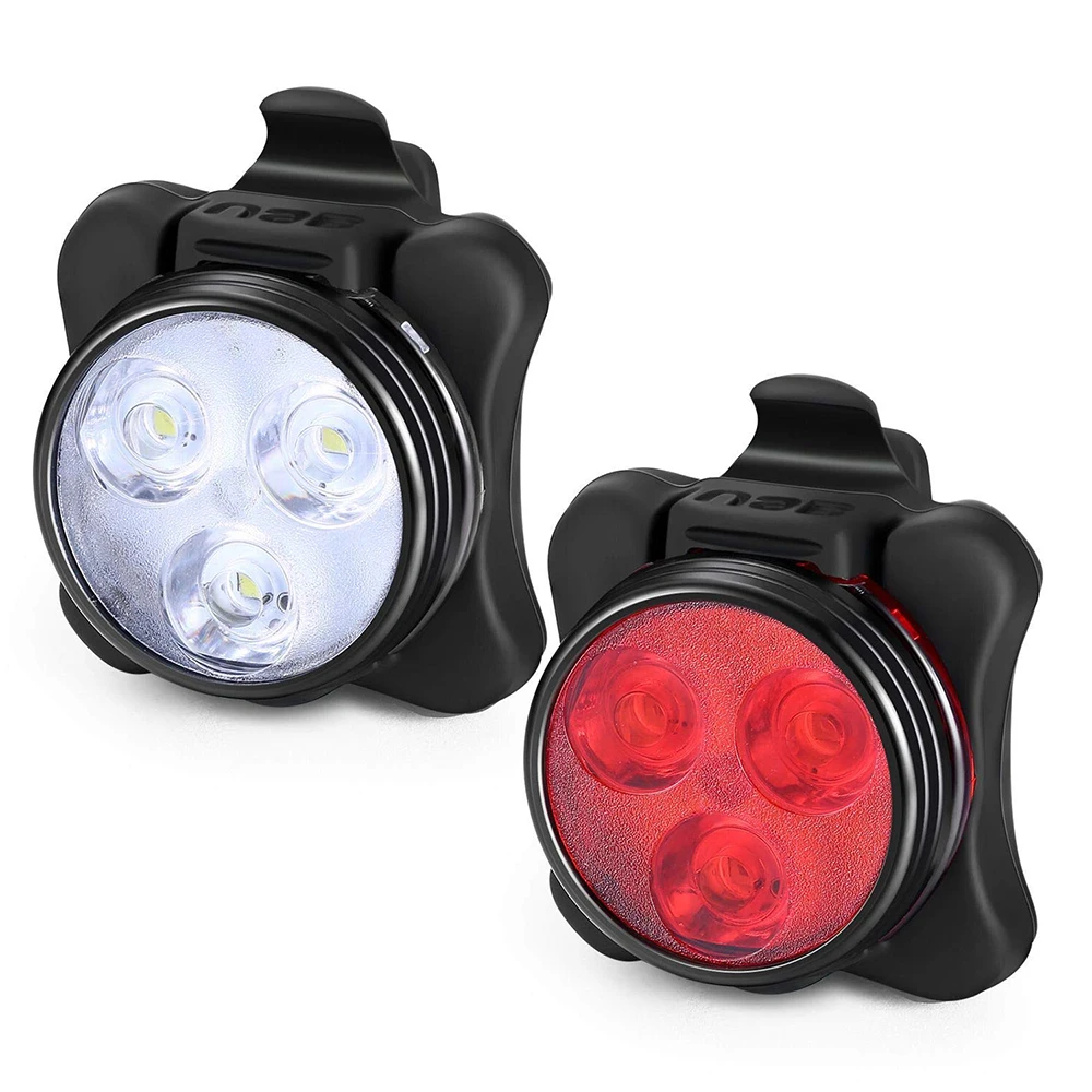 

LED Bicycle Lights Waterproof COB Set Kit Safety Front Headlight Taillight Rear Light USB Rechargeable Bicycle Aluminum Alloy