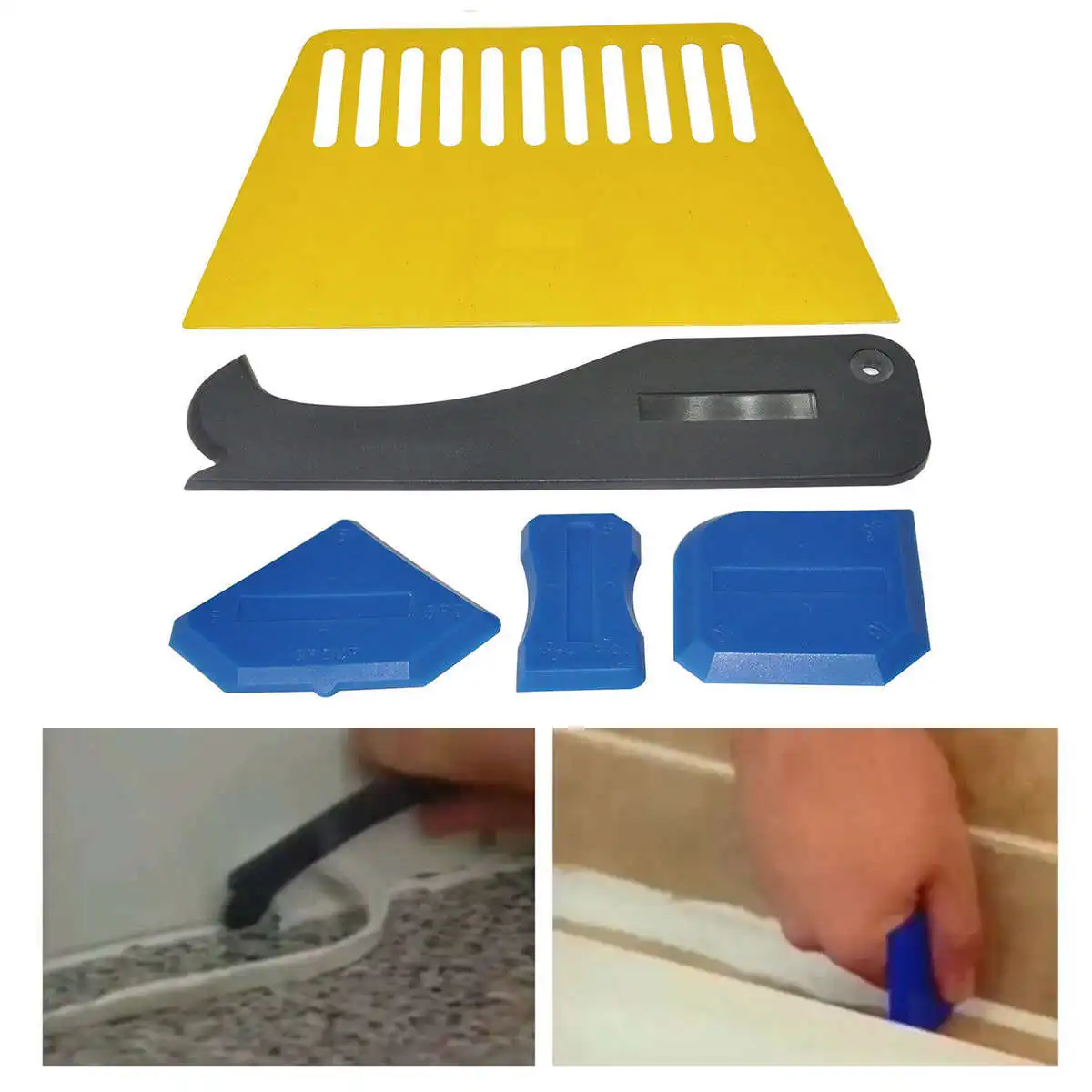 DWZ 5pcs Plastic Sealant Spreader Spatula Scraper Cement Caulk Removal Tools Set Newin Knives