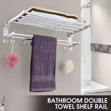 2 слоя Alumimum складной держатель для полотенец для ванной комнаты вешалка для хранения настенная кухонная гостиничная Полка для полотенец с 5 крючками