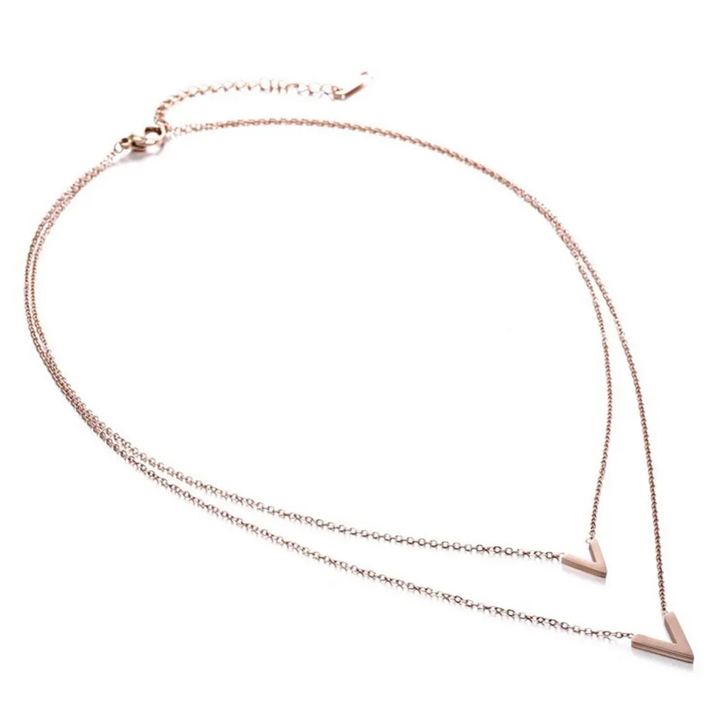 

Necklace women Pendant Necklace V-Shaped Double Multi-Layer Clavicle Chain Charming Elegant