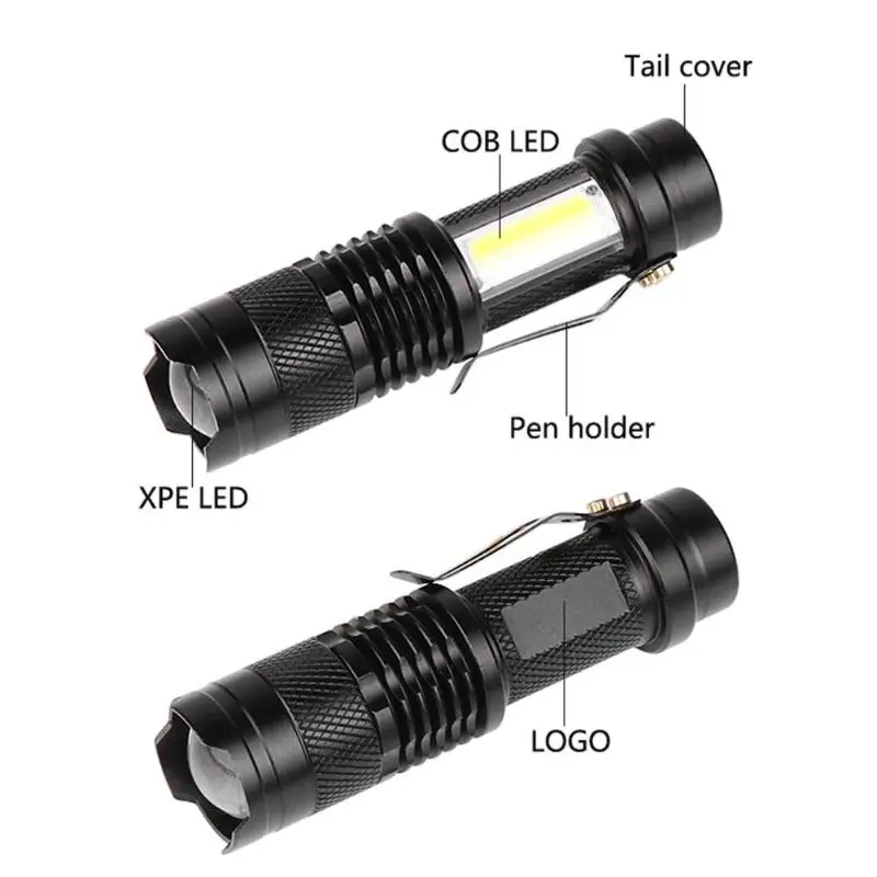 1 х XPE + COB светодиодный USB фонарик портативный мини ZOOM torchflashlight использовать AA 18650