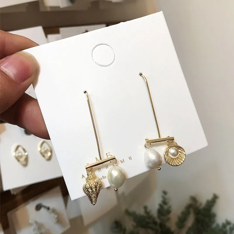 

2019 Long Tassel Pendant Dangle Earrings 2019 For Women Irregular Freshwater Pearl Shell Drop Earring Gold Color Fashion Jewelry