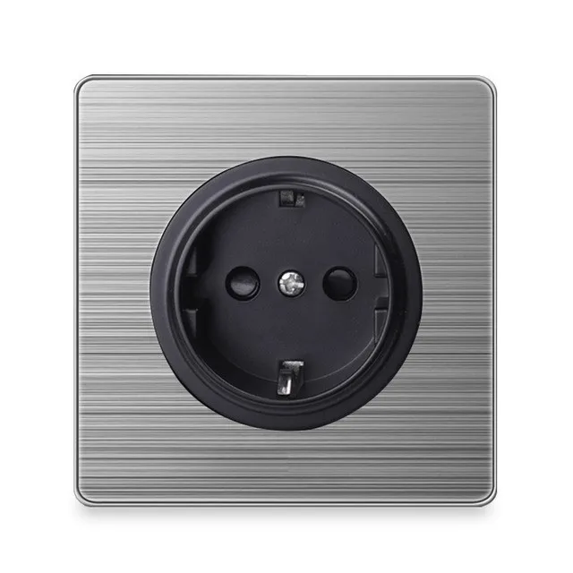

86 type 4 Gang 2 Way Press button home switch Acrylic led brushed stainless steel mirror light point switch France UK socket