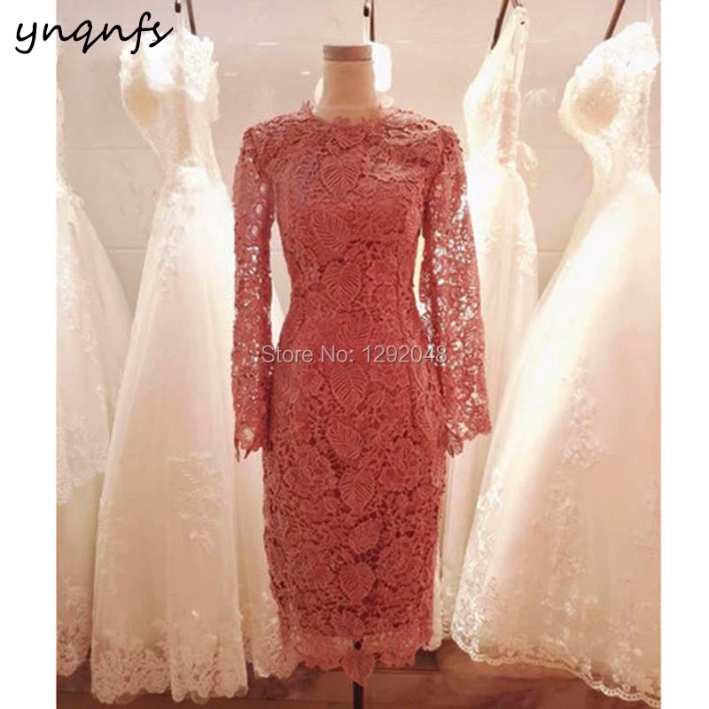 YNQNFS MD406 Party Formele Jurk Vintage Thee Lengte Lange Mouwen Bruiloft Gast Dragen Moeder van de Bruid Kant Jurken Outfits coral YNQNFS MD406 Party Formele Jurk Vintage Thee Lengte Lange Mouwen Bruiloft Gast Dragen Moeder van de Bruid Kant Jurken Outfits coral