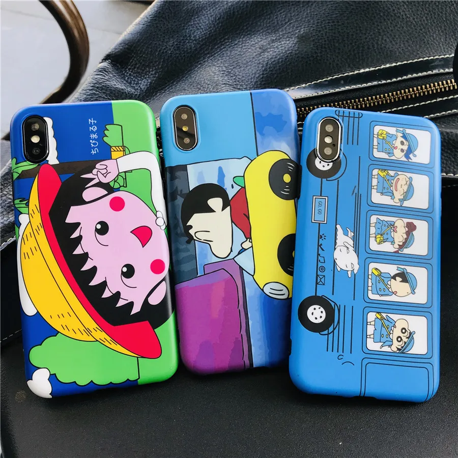 Fashion Xs Chi-bi Maruko and Crayon Shin-chan Cute Case For iPhone 6 6s 6p 7 8 plus X TPU Soft Phone Cover Silicone Back Shell |