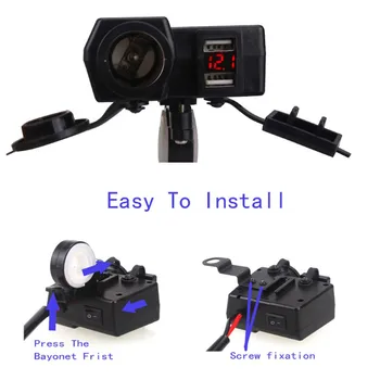 

50pcs Waterproof Motorcycle Dual Usb Voltage Meter Cgarette 12V 24V LED Voltmeter Lighter Socket
