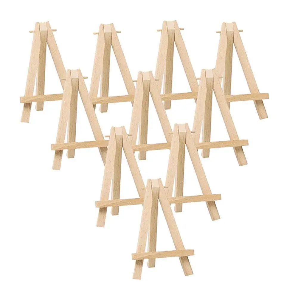 

10Pcs Mini Wooden Artist Easel-Triangle Wedding Table Stand Display Holder - 15 X 8 Cm