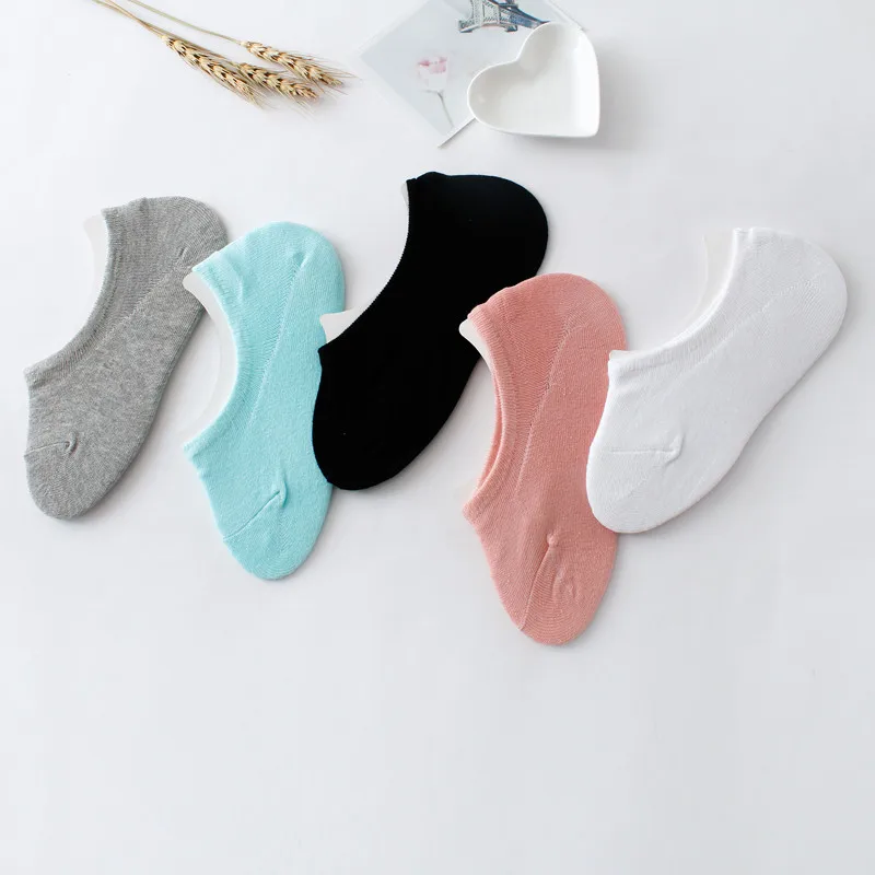 horswula 5 pairs Candy-Colored Invisible Socks Female Korean-Style Breathable Cotton Boat Women 2019 New | Женская одежда