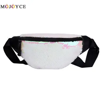 

Fashion Glitter Sequins Waist Bag Phone Pouch Women PU Leather Crossbody Chest Belt Bags Fanny Packs