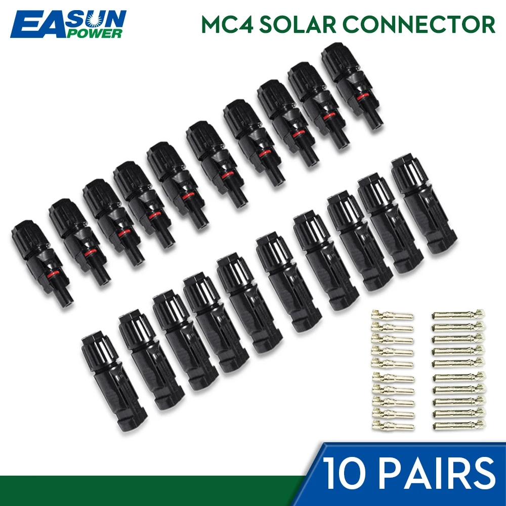 

EASUN POWER 10Pairs X MC4 Connector Male Female Solar Connector MC4 Solar Panel Branch Series Connect For Solar Power System
