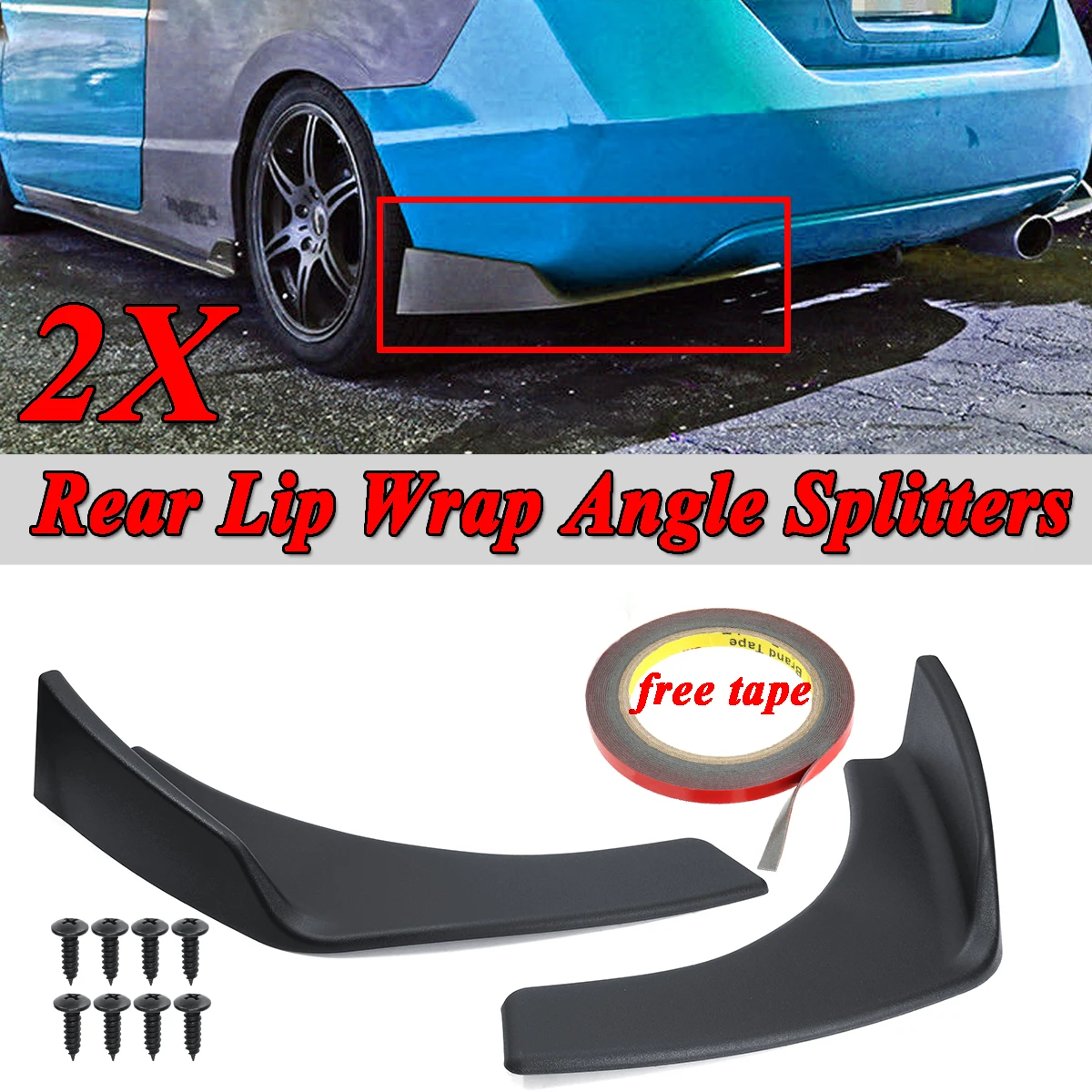 2 x New Car Black Universal Anti Scratch Rear Bumper Lower Lip Wrap