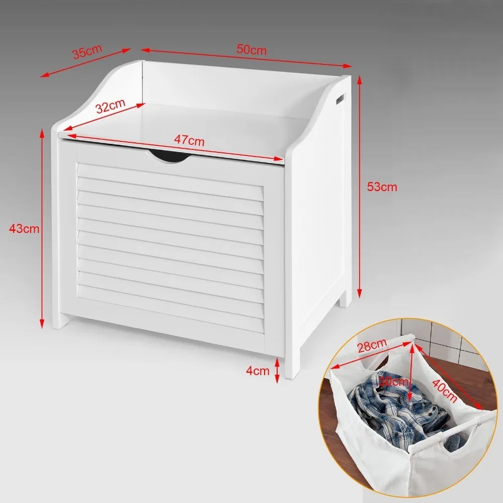 SoBuy FSR40-W ، الأبيض الحمام خزانة الصدر ، سلة الغسيل ، سلة الغسيل ، صندوق دمي SoBuy FSR40-W ، الأبيض الحمام خزانة الصدر ، سلة الغسيل ، سلة الغسيل ، صندوق دمي