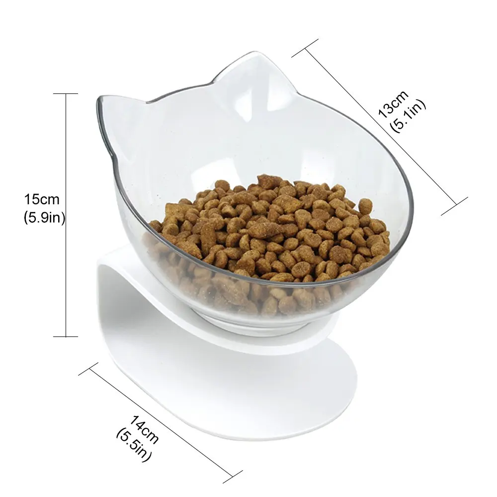 Pet Cats Transparent Bowl With Holder Anti Slip Cat Food Dish Pet