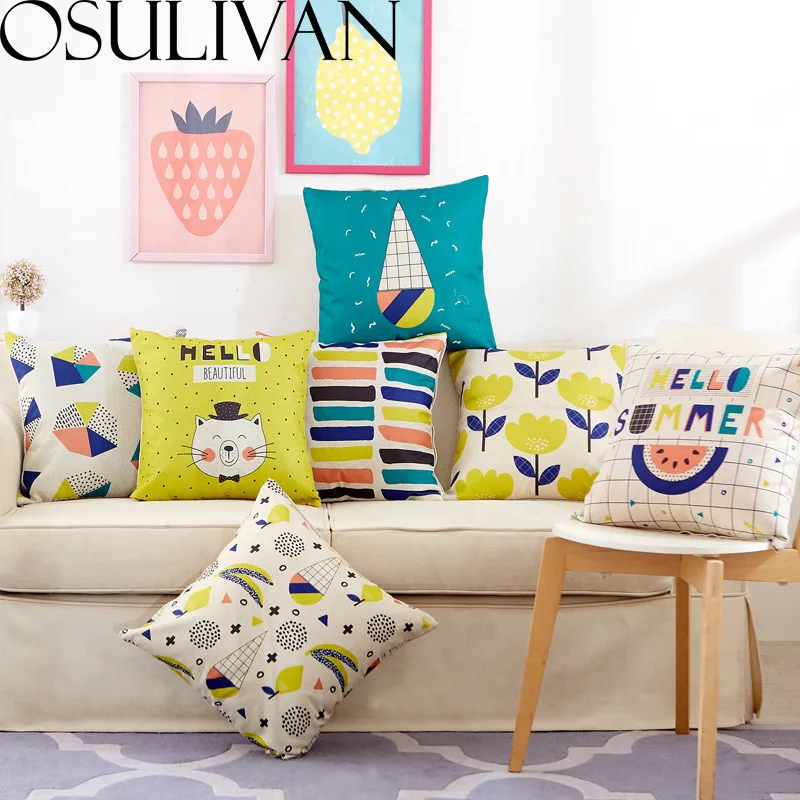 Osulivan мультфильм печатных подушки плед Cojines Decorativos Para диван для Chiars Coussin Cojines Almofada Emoji