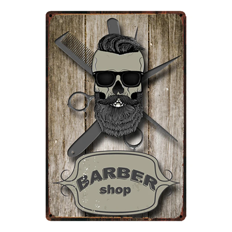 

[ Kelly66 ] Shaves Cuts Barber Shop Metal Sign Tin Poster Home Decor Bar Wall Art Painting 20*30 CM Size y-1695