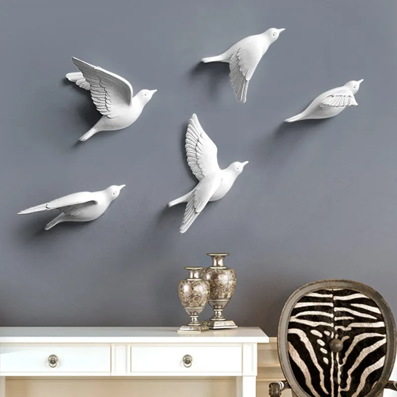 Resin Birds Creative For Wall 3d Sticker Living Room Animal Figurine Wall Murals tv Wall Background.jpg