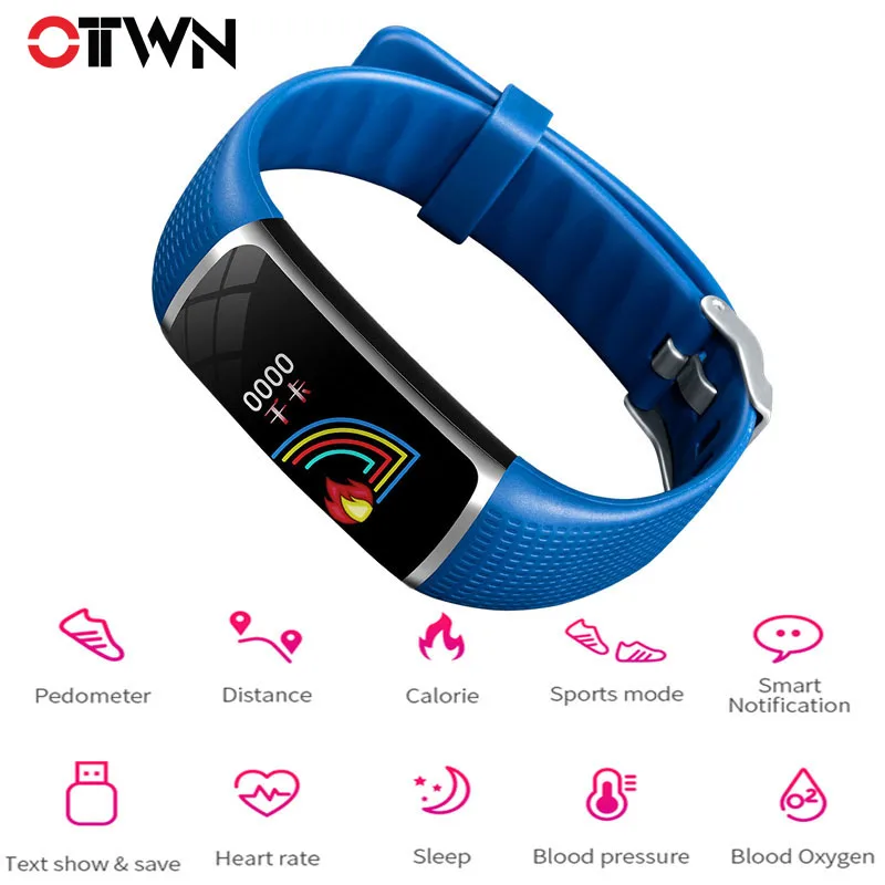 

Ottwn B32 Color Screen Heart Rate Smart Bracelet Blood Pressure Blood Oxygen Monitoring APP Bluetooth Bracelet Smartwatch