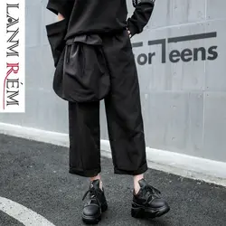 LANMREM 2018 Новая мода повседневное эластичный пояс мотобрюки женские брюки для девочек YG54401
