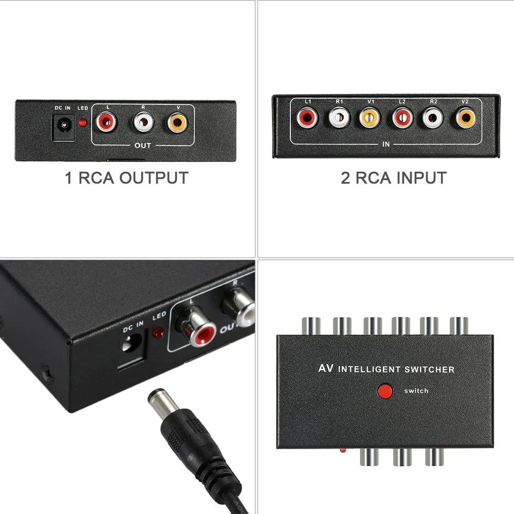 Портативный AV Интеллектуальный переключатель 2 1 канальный RCA аудио видео для DVD