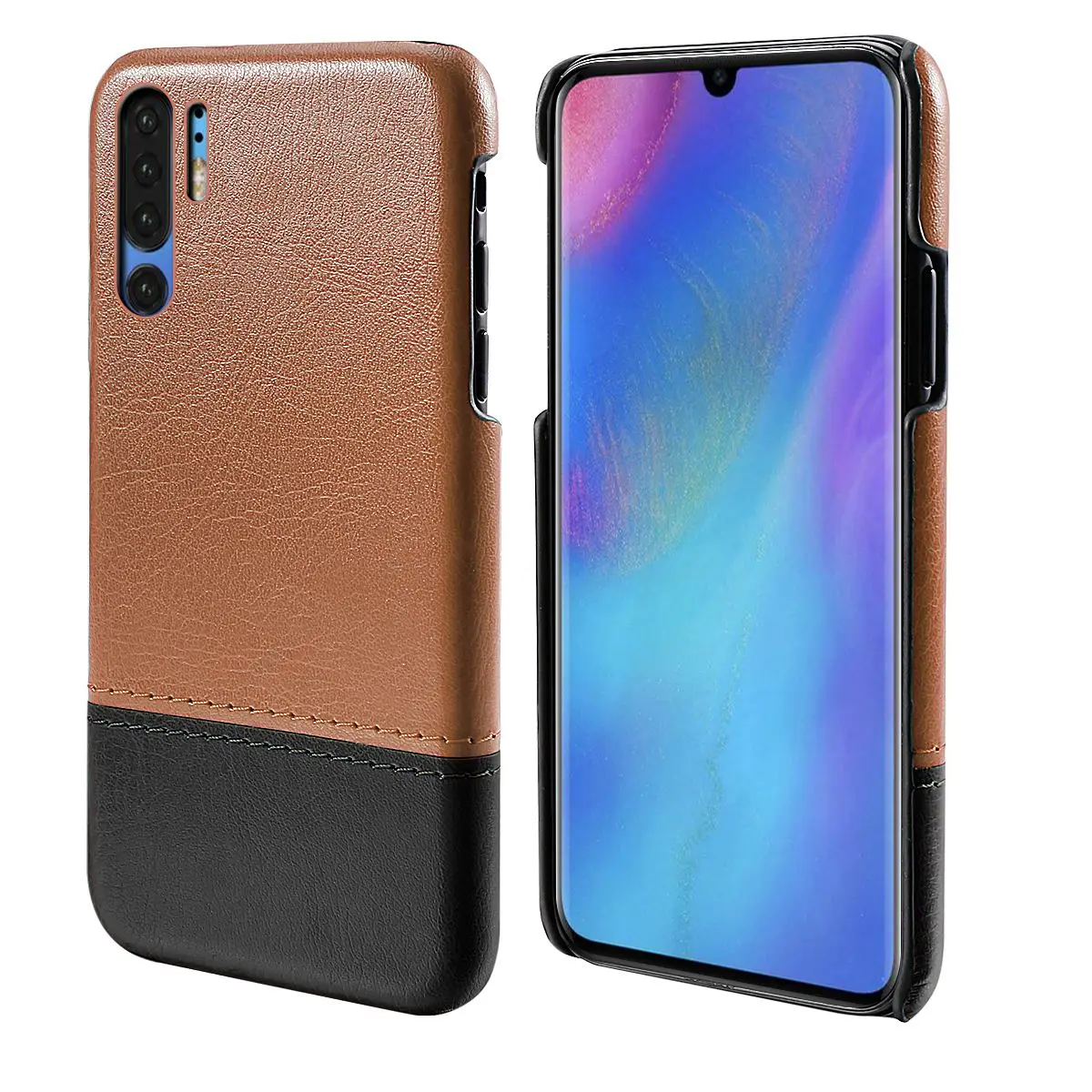 

CASEWIN For Huawei P30 Pro Case Luxury Vintage PU Leather Slim Capsule Dual Color Hard Cover For Huawei P30 Pro Case Shockproof