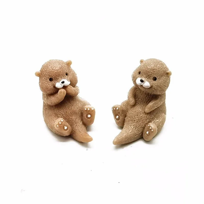 4-Piece Otter Animal Figurine Set for Home Decor and DIY Projects