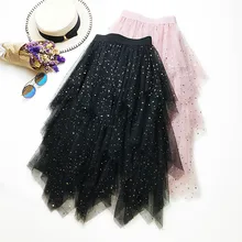 Розовые юбки женские модные Бальные платья в горошек длиной до лодыжки юбки Одежда для всех градиентные сексуальные асимметричные юбки