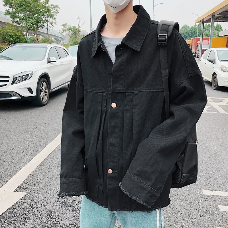 

2019 Spring And Autumn New Fake Denim Jacket Jacket Hong Kong Style New Ins Hip Hop Leisure Japanese Jacket Jacket M-2XL
