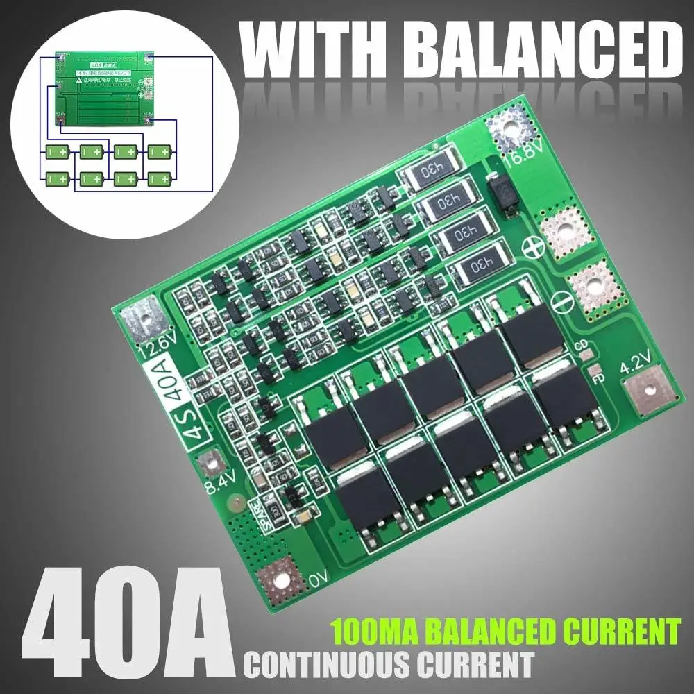 4S BMS LiPo Li-ion Board 18650 Balance PCB Battery Protection 4.2V 16.8V Blau