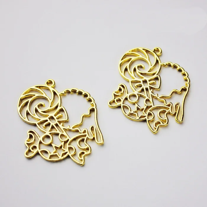 

Lollipop Candy Dessert Shaped Metal Frame UV Epoxy Resin Charm Gold Bezel Jewelry Making Tools Resin Bezel