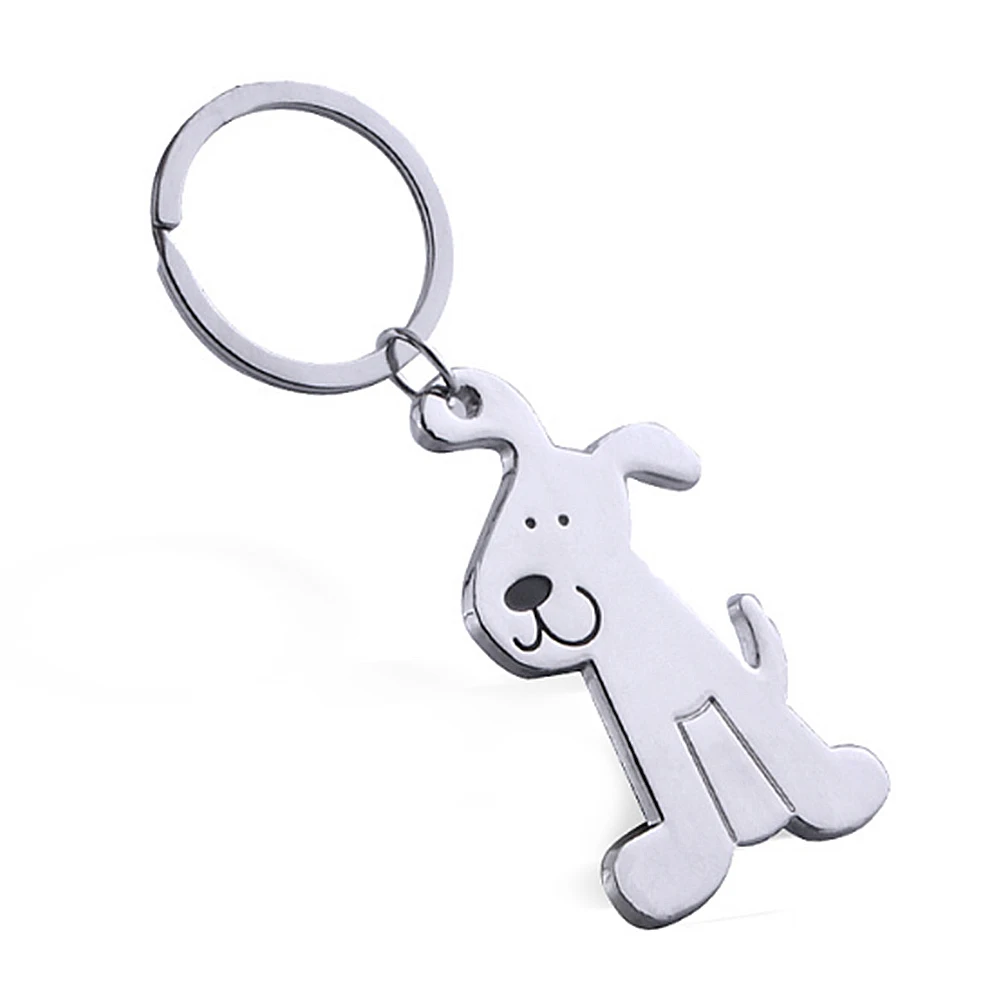 Personalized Cute Metal Dog Pendant Keychains Charm Silver Animal Key